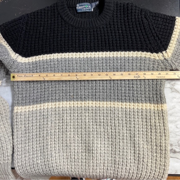 Vtg Woodstock by Bernard Men's 100% Shetland Wool Crewneck Striped Sweater Large - Picture 7 of 8